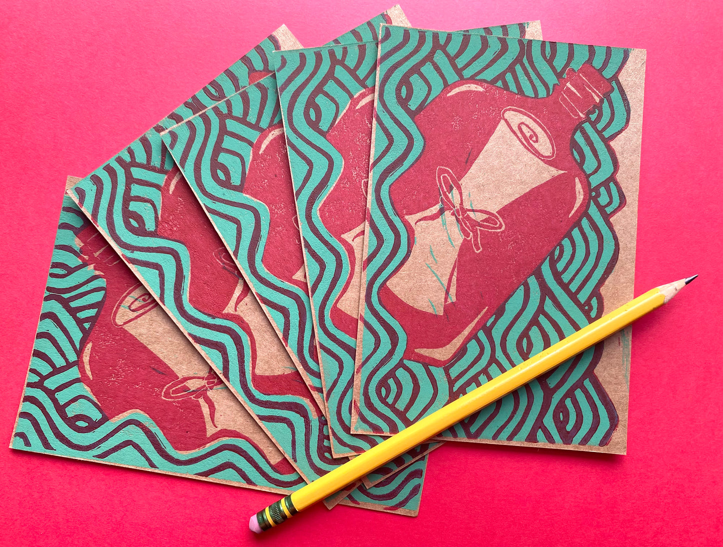 Postcard Of The Month - Message In a Bottle (2 Tone)